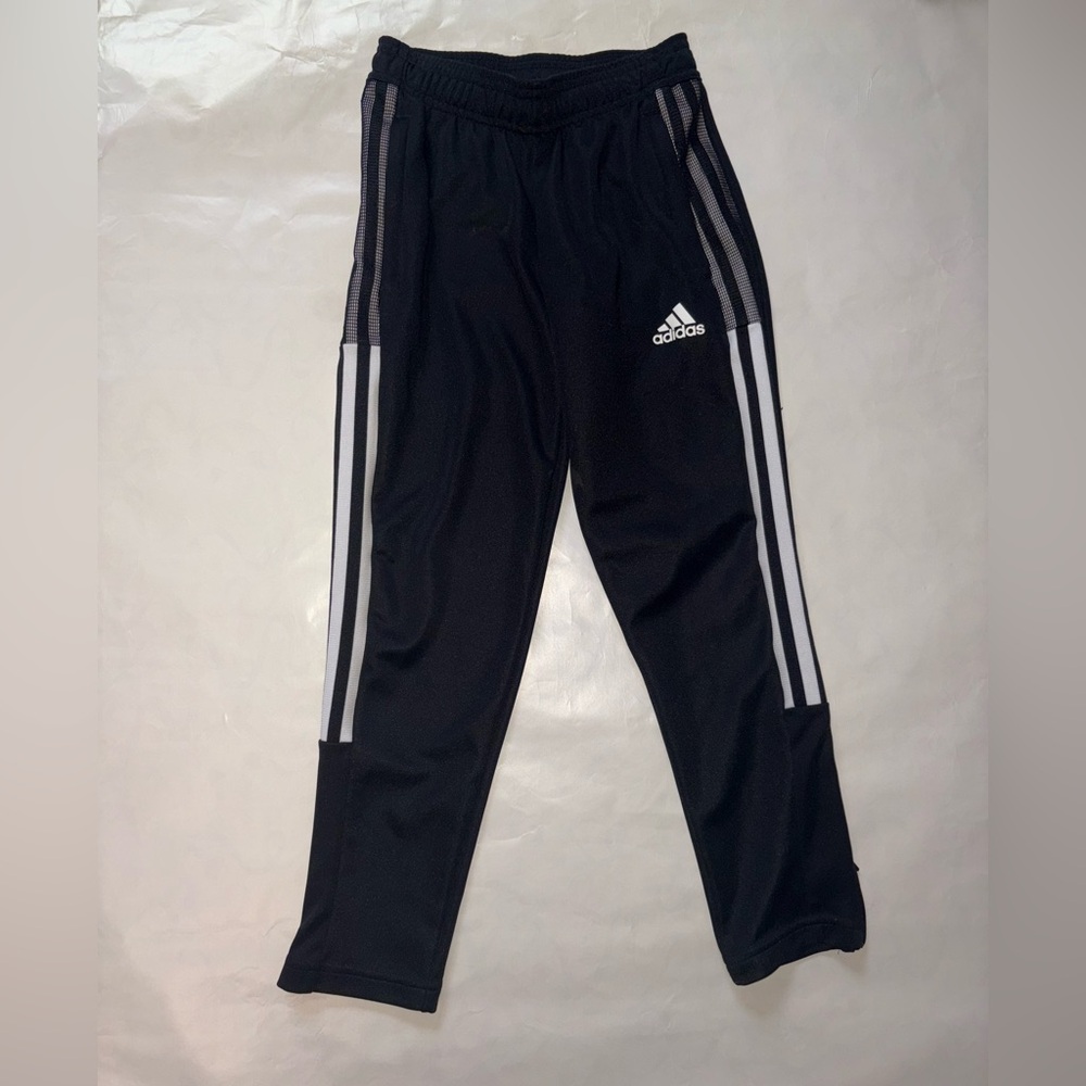 Adidas Kids Black Joggers with White Stripes